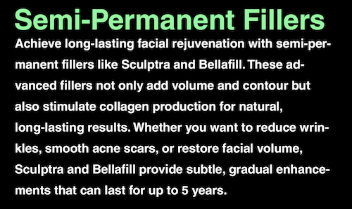 Semi Permanent Fillers Sculptra Bellafill Facial Contouring Mississauga Oakville